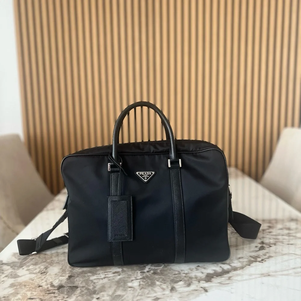 Prada Black Leather Briefcase - Picture 1 of 7